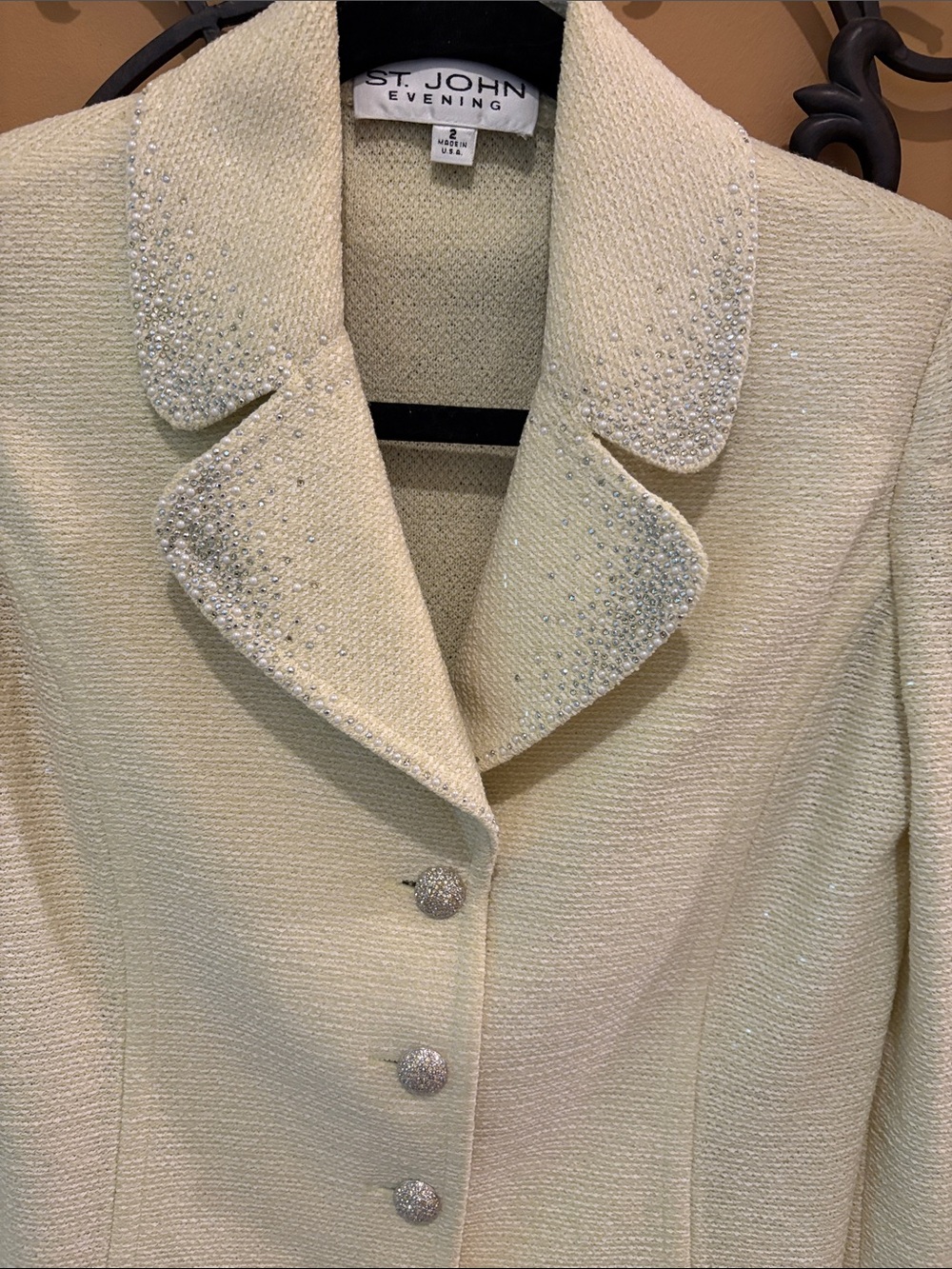 St. John Cream Sparkle Evening Jacket - Picture 3 of 15